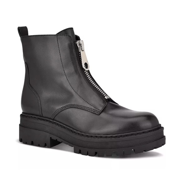 Marc Fisher Ltd Paralee Front Zip Lug Sole Ankle Leather Black Booties 7.5M $269 - Picture 1 of 11